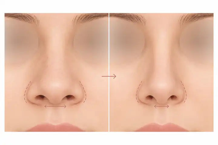 Ilustración: reducción de la base nasal